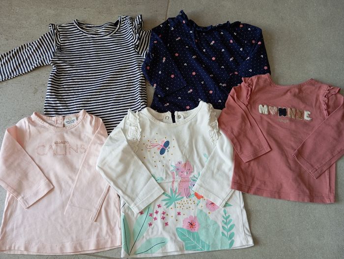 Lot 5 manches longues fille 12 mois