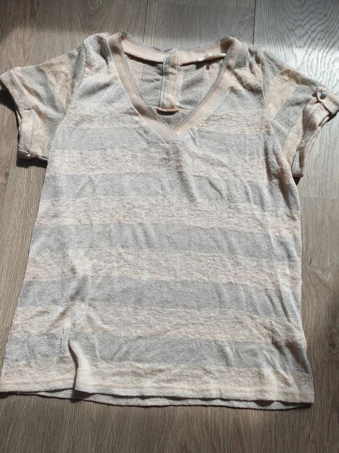 T-shirt léger pailleté rayé