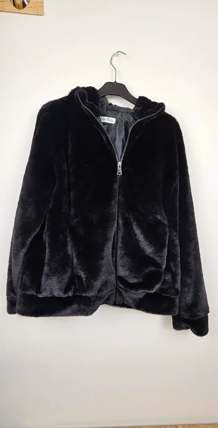 Blouson fausse fourrure noir Very Pretty capuche T.M - photo numéro 11