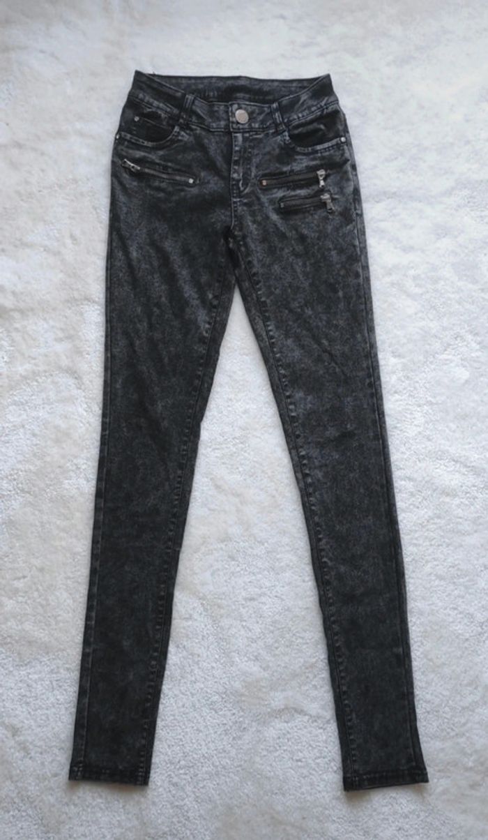 Jean Girl Vivi S gris noir skinny stretch - photo numéro 3