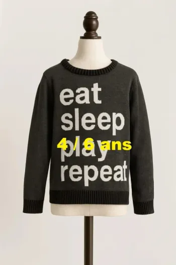 Pull noir gris imprimé blanc H & M Taille 4 / 6 ans