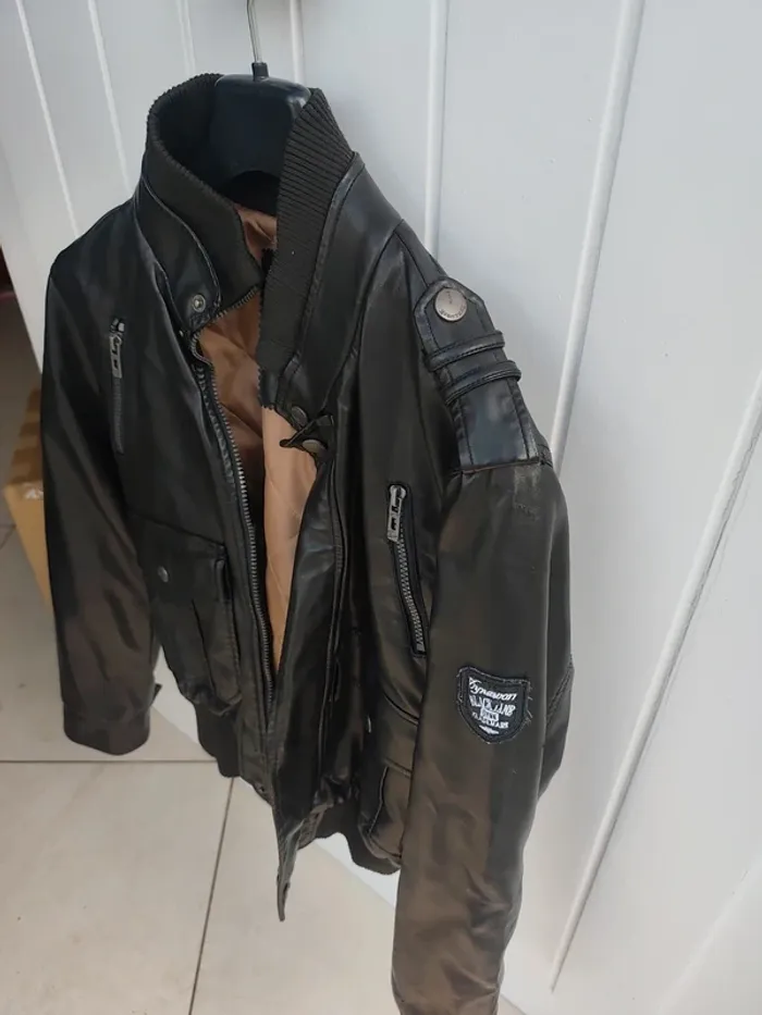 Veste simili cuir marron foncé 12 ans - photo numéro 2