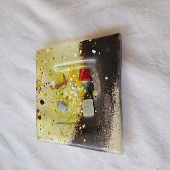 Vide poche cendrier en verre multicolore création unique fait main