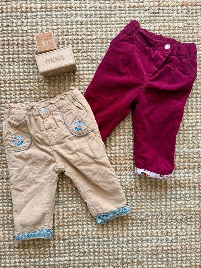 Lot pantalons velours côtelé Sergent Major 6mois / 68cm