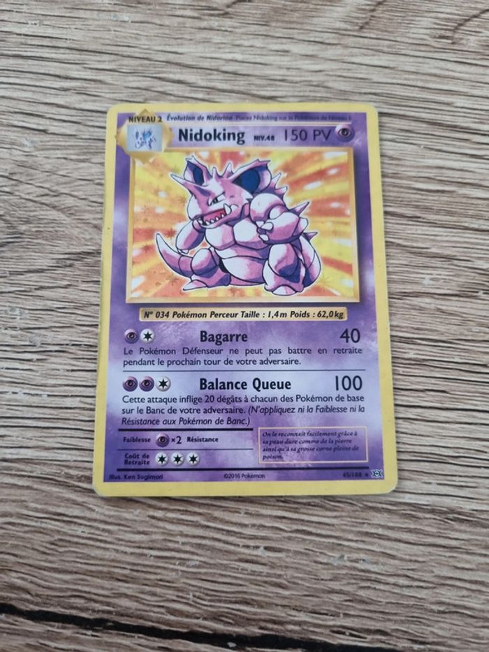 Carte pokémon nidoking 45/108 année 2016