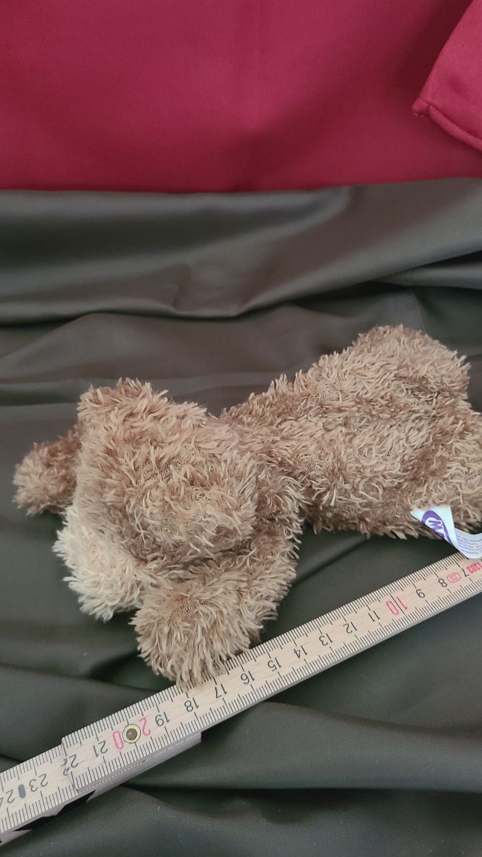 doudou ours chien marron beige microbilles couché mary meyer - photo numéro 4