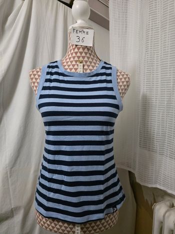 Débardeur,bleu,en coton,en excellent état, largeur d'épaule 29cm, largeur sous bras 40cm,longueur 52cm, marque Sprinter =8€