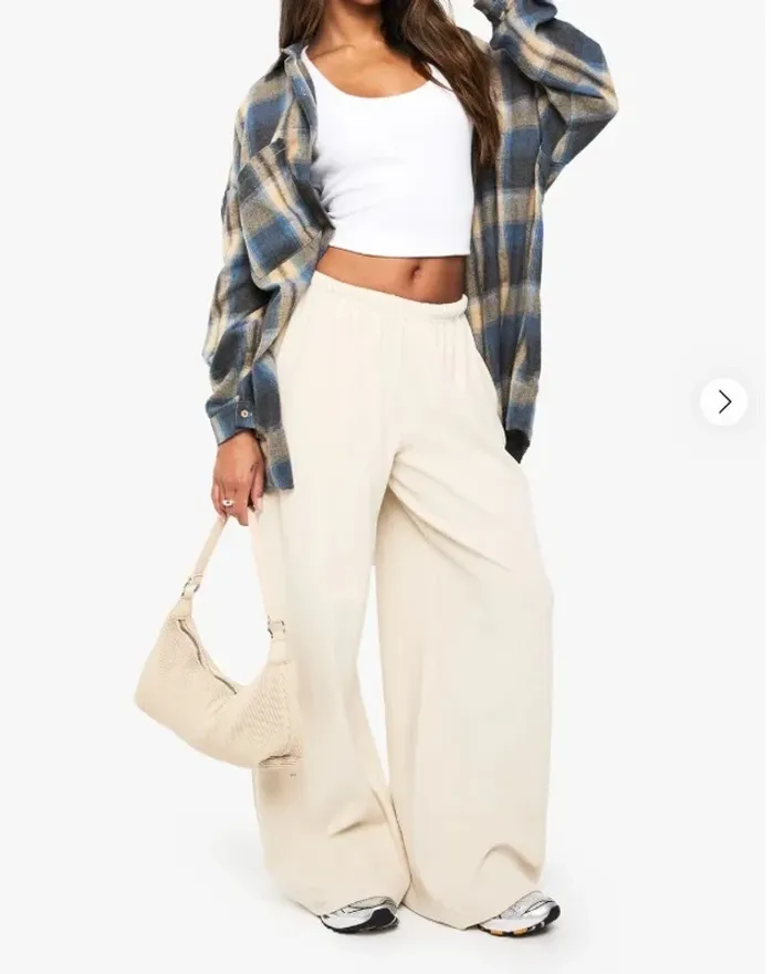 Pantalon Boohoo Basics - Coupe Droite Côtelée - Beige / Stone - Neuf - Taille 40 - Valeur 25€ - photo numéro 2