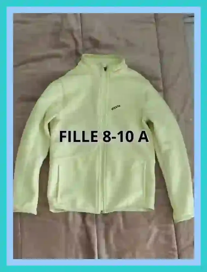 Blouson polaire fille zippé jaune fluo 8 à 10 ans  7520445611
