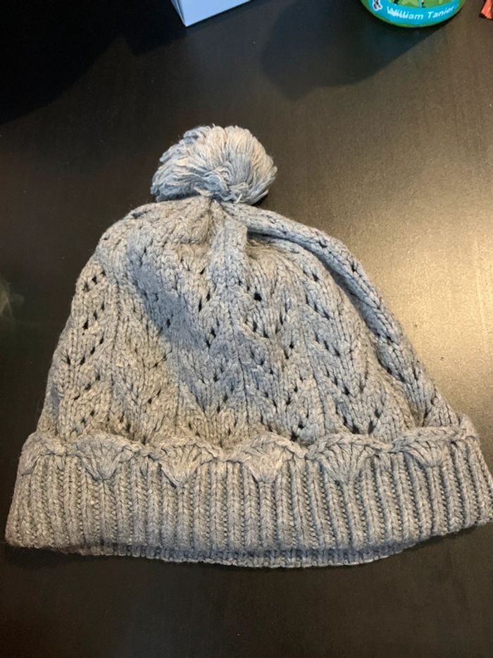 Bonnet gris avec pompon fille - photo numéro 3