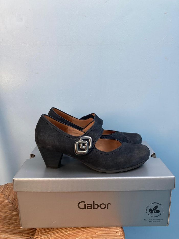 Talons Gabor Hovercraft Mary Jane – taille 38, cuir suédé gris foncé, très bon état