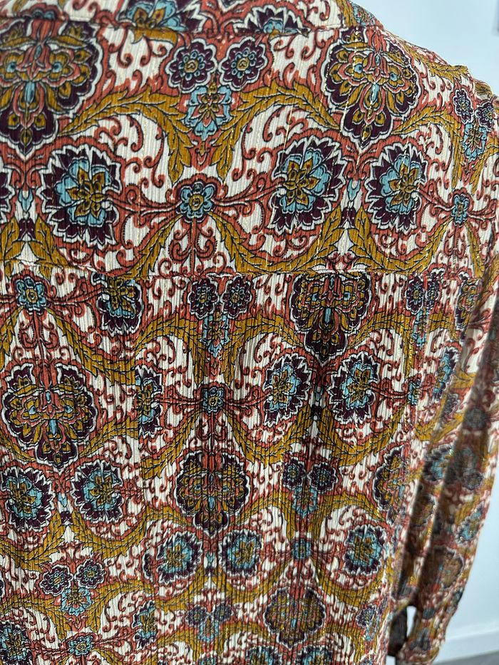 Blouse en soie Paisley marron et dorée Maison 123 T44 XXL - photo numéro 5