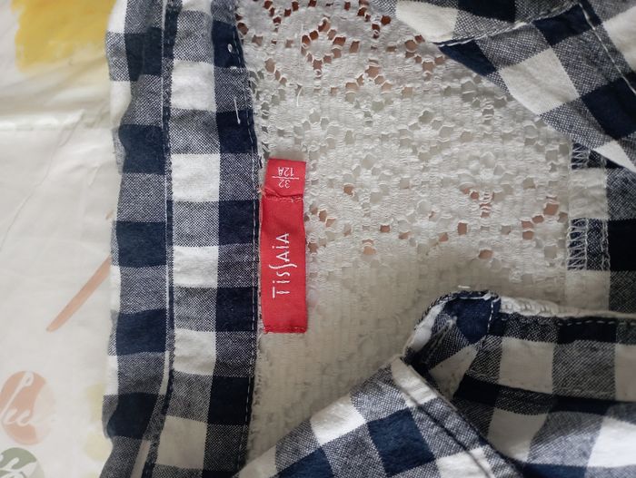Chemisier manches longues à carreaux blanc/marine Tissaia 12 ans 3€ - photo numéro 2