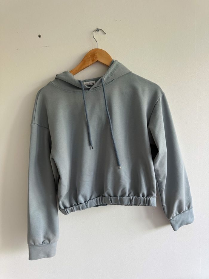 Sweat-shirt à capuche turquoise cosmoda taille 36 S 38 M