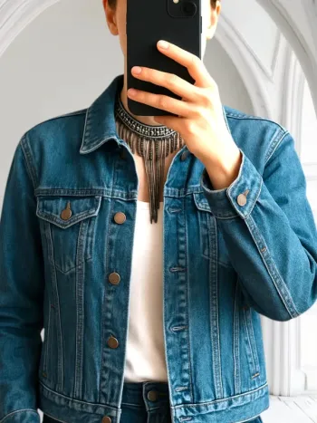 Veste jean Elevenparis ,coupe droite ,col chemise ,100 % coton