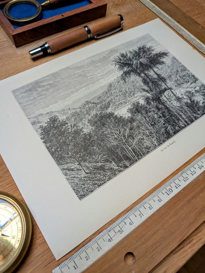 Imprimée en 1894, le lac de Kandy, Sri-Lanka. Original Vintage Authentique - photo numéro 5