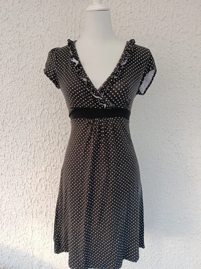 Robe à pois noir et blanc fluide Mim taille S - photo numéro 2