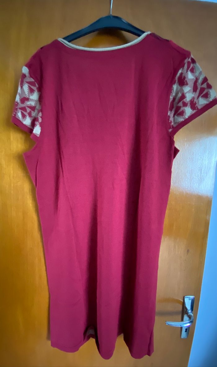 Robe tunique bordeaux beige - photo numéro 3