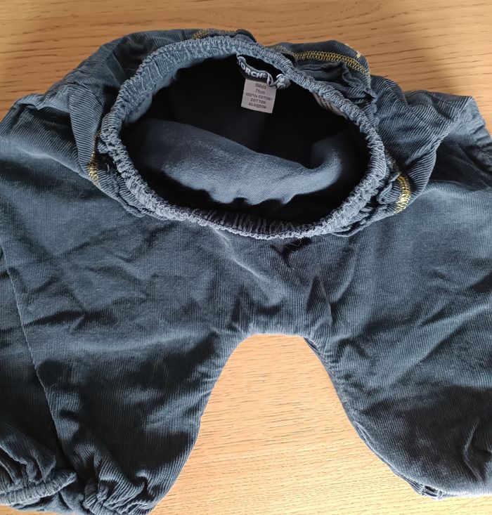 Pantalon type sarouel doublé épais Orchestra gris noir velours côtelé 9 mois 71 cm fille - photo numéro 4