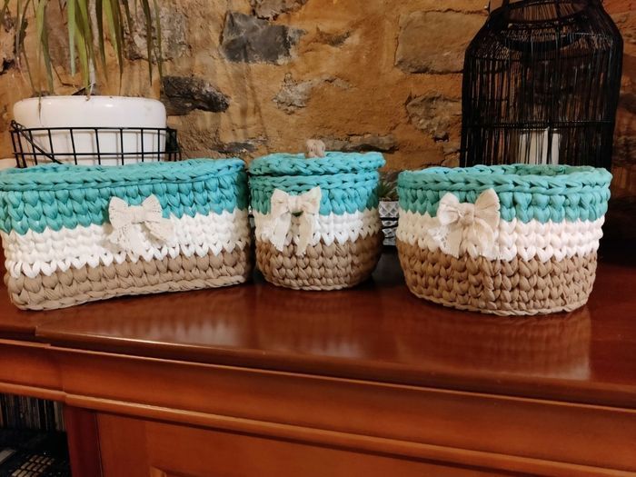 Pack paniers rangement en Trapilho pour bébé - photo numéro 2