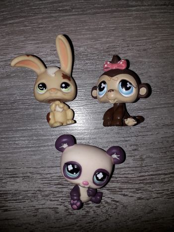 3 little petshop lapin singe et panda