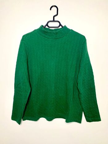 Pull col haut vert cable knit vintage 90’s basic taille XL