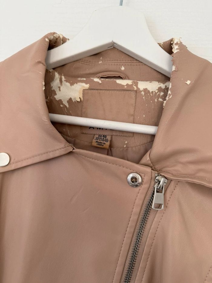 Veste perfecto similicuir rose poudré - photo numéro 9