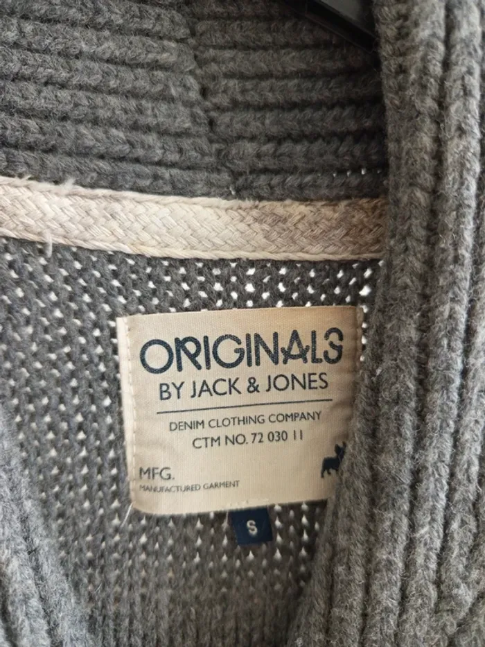 Gilet cardigan gris en laine Jack & Jones taille S - photo numéro 3