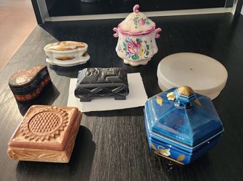 Lot de 7 boîtes bijoux décoratives vintage et artisanales