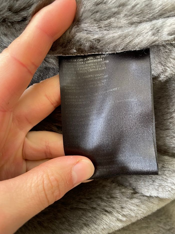 Manteau Oakwood cuir/fourrure gris S - photo numéro 5