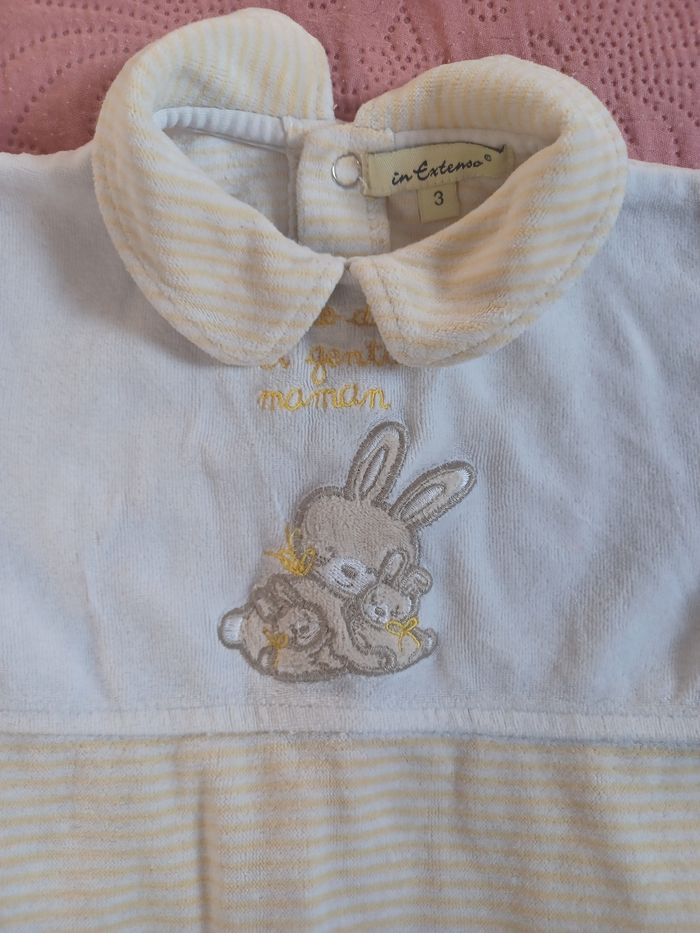 Pyjama velour jaune bébé Taille 3 mois 60 cm in extenso - photo numéro 3