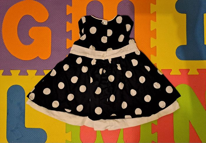 Robe noir pois blanc, grain de blé, taille 6 mois (68 cm) - photo numéro 2