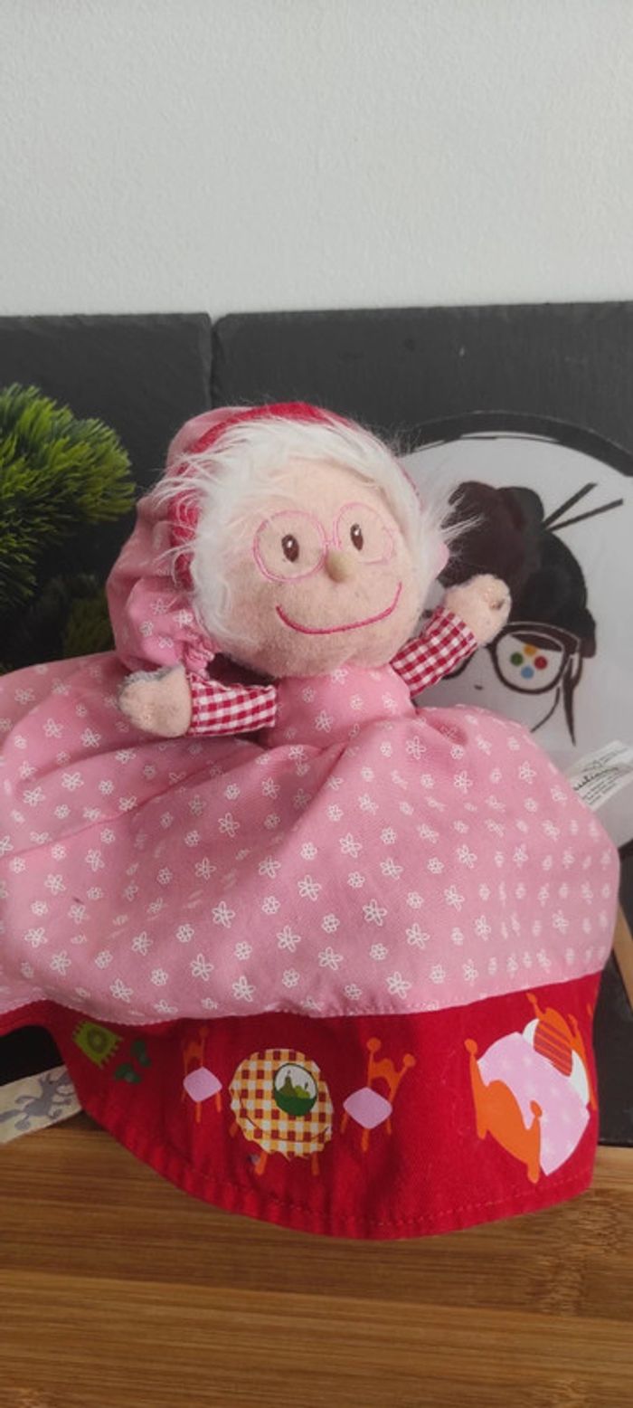 Doudou réversible Chaperon Rouge loup mére grand Lilliputiens rose 3 Fleur Forêt - photo numéro 2