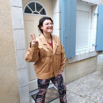 Veste Vintage en cuir M/L femme