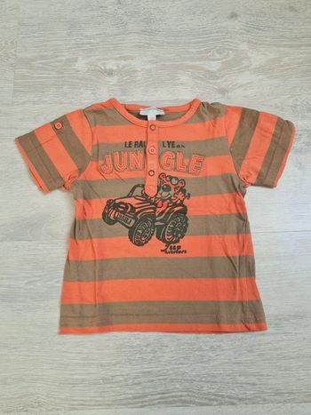 Tee-shirt tigre orange et kaki Kimbaloo 12 mois
