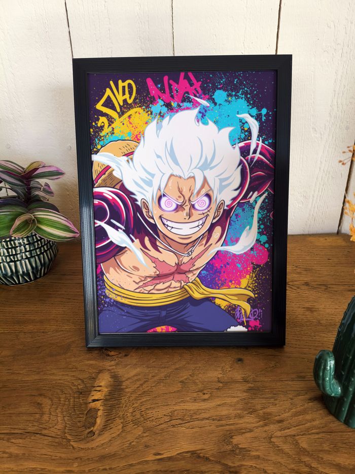 Affiche poster A4 (21×29,7 cm) Luffy Gear 5 One Piece manga street art déco murale chambre gaming