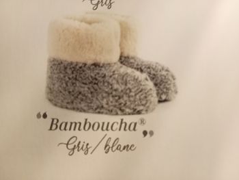 Chaussons pure laine de mouton gris et blanc