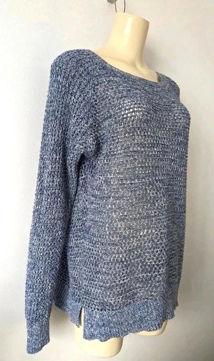 Pull bleu ajouré 100% coton - Caroll - taille 42 - photo numéro 3
