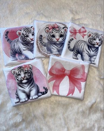 5 lingettes lavables tigre blanc 