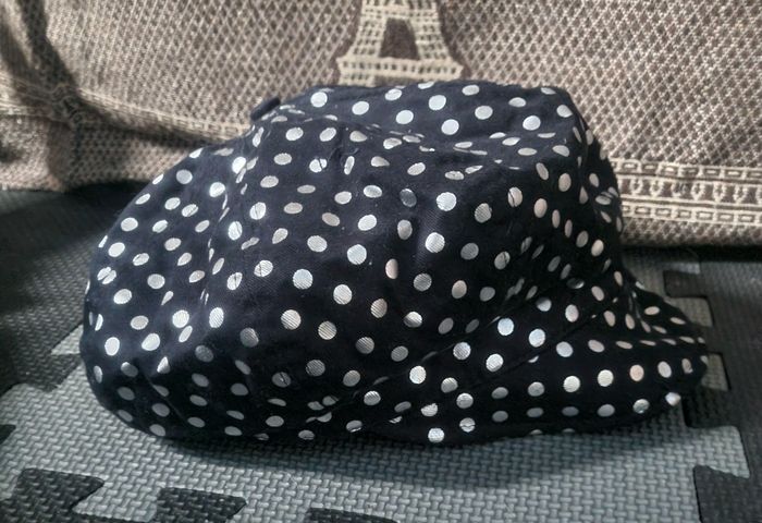 Casquette béret noir à pois argenté style vintage - photo numéro 4