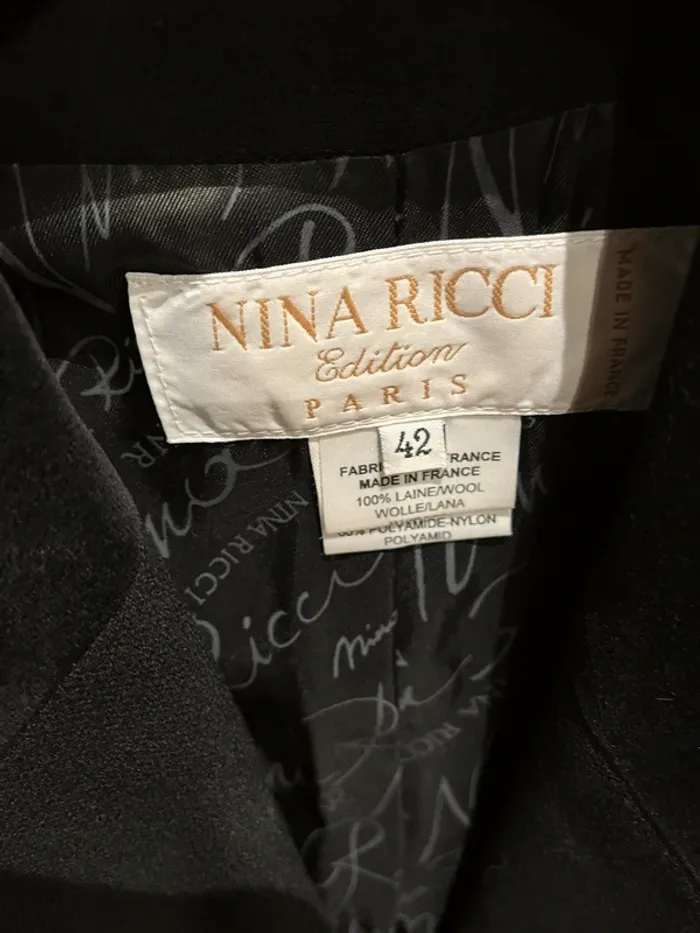 Veste blazer vintage noir velours Nina ricci - photo numéro 3