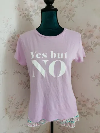 Tee-shirt lila à message yes but no / gémo / (L)