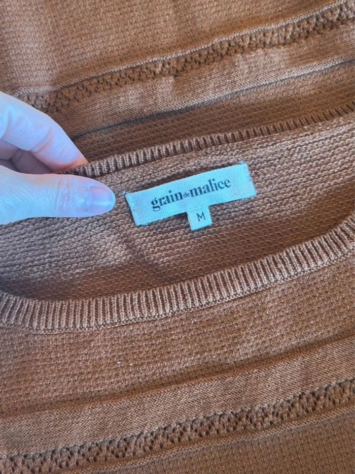 Pull étoiles brodées Grain de Malice marron taille M - photo numéro 6
