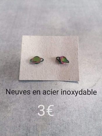 Boucles d'oreilles planète acier inoxydable multicolore