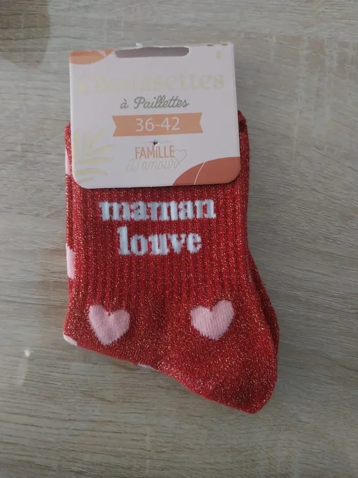 Chaussettes à paillettes rouge Maman Louve