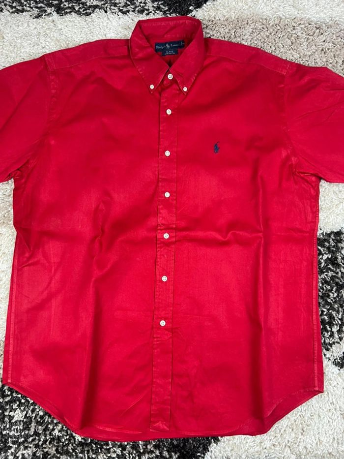 Chemisette Ralph Lauren rouge logo bleu marine taille L style old money - photo numéro 2