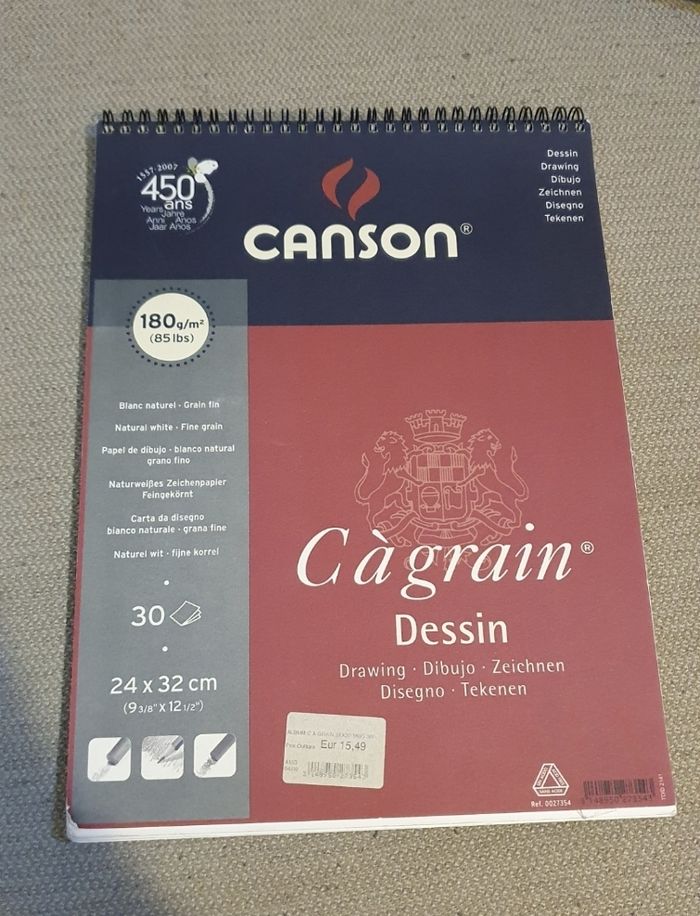 Cahier spirale à dessin Canson 24 x 32 cm
