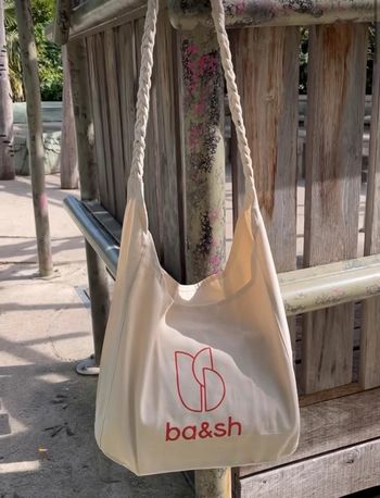 Grand sac de plage avec bandoulière tressée, en toile imprimée Ba&sh