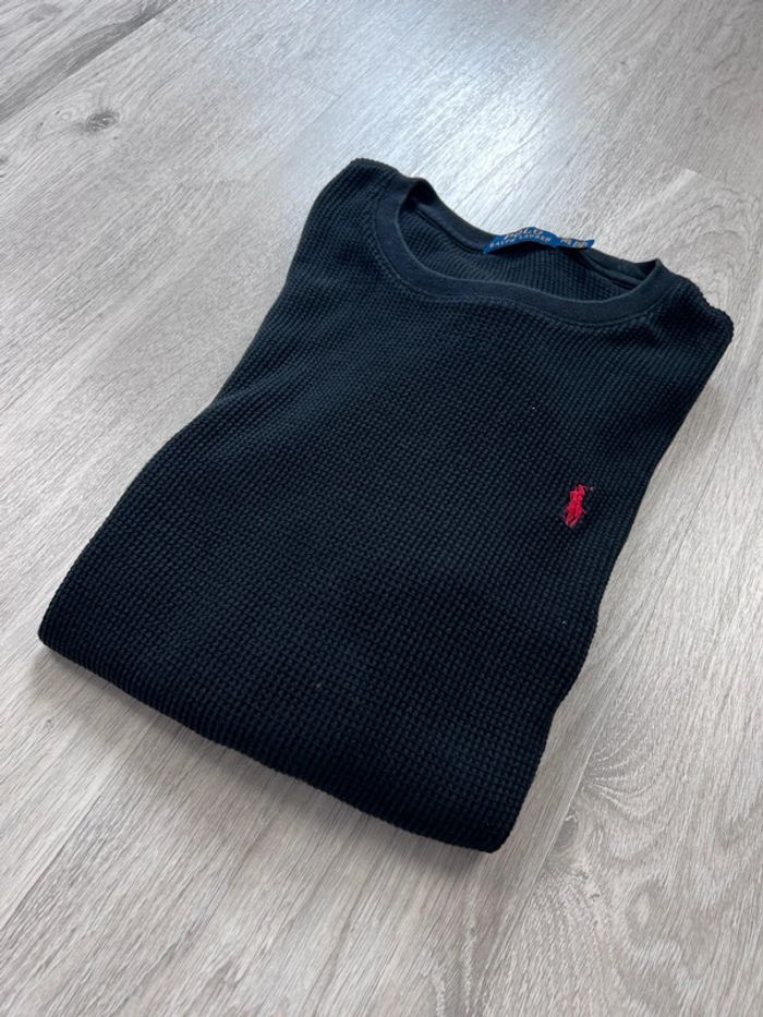 Pull nid-d’abeilles Ralph Lauren Noir avec logo brodé rouge Taille XXL - photo numéro 19
