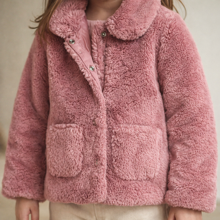 Veste fausse fourrure rose H&M – 5/6 ans (116 cm) - photo numéro 1